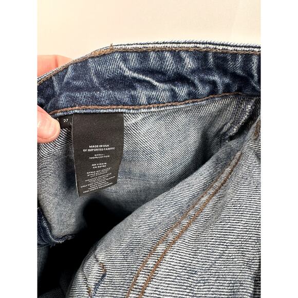 Helmut Lang Medium Wash Raw Hem Wide Leg Cropped Jean Size 27 - Picture 8 of 8